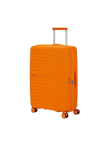 Lniana walizka American Tourister niebieska