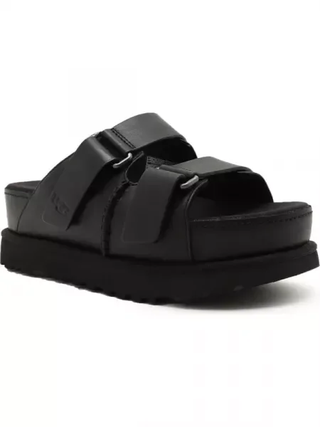 UGG De piele șlapi W GOLDENSTAR HI SLIDE negru