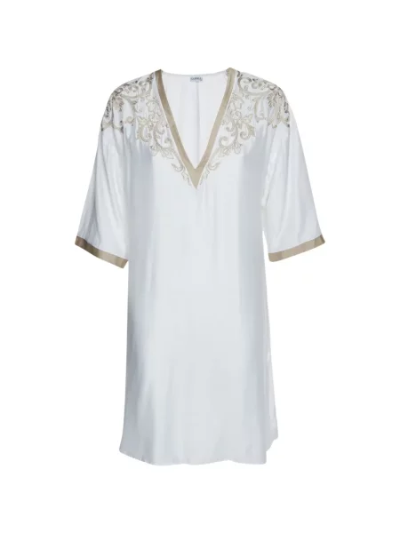 Rochie La Perla cu broderie cu decolteu în V alb