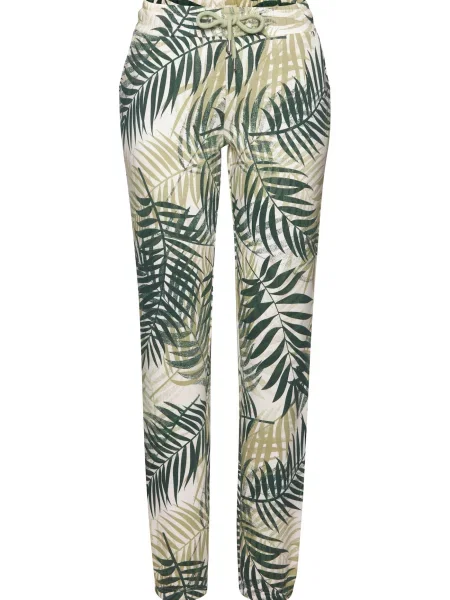 LASCANA Spodnji del pižame bež / zelena bela