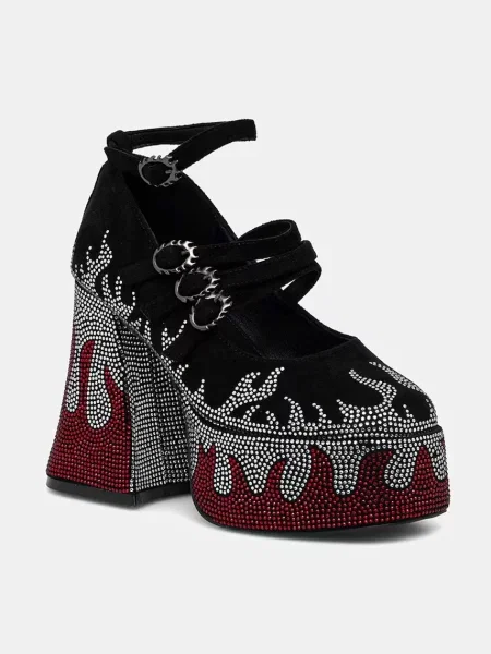 Koi Footwear pantofi cu Blazed Flames Strappy Heels negru