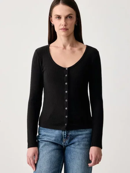 Levi's kardigan za žene od pamuka s elastanom AUSTEN BUTTON THROUGH LS crna