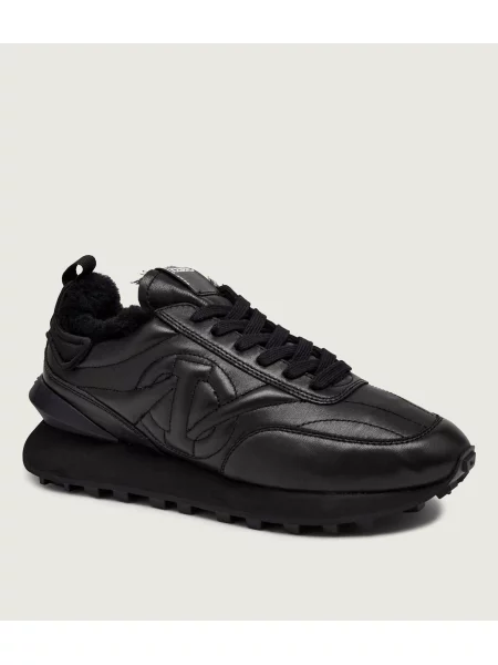 Iceberg Teniși din piele | shearling cu adaos de lână negru