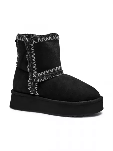 MOU De piele bocanci Norfolk cu adaos de lână negru