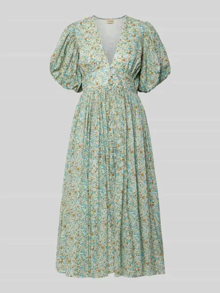 Sukienka koktajlowa z dekoltem w serek i bufiastymi rękawami Lace & Beads