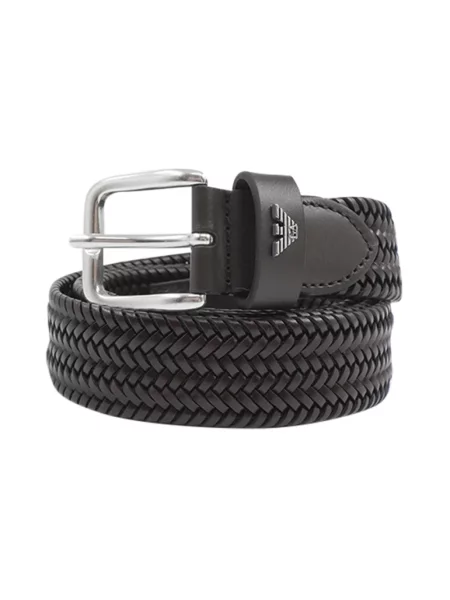 Pasek Emporio Armani skórzany czarny