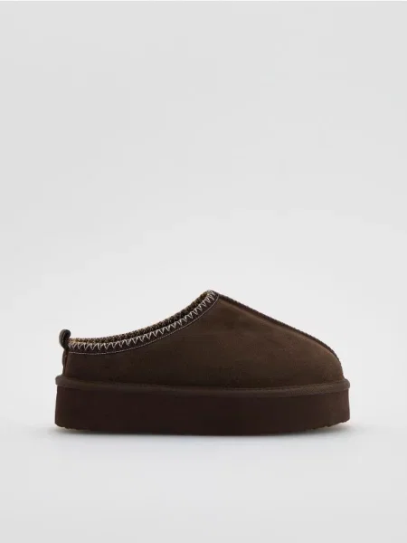 Замшевые сабо Reserved на платформе коричневые