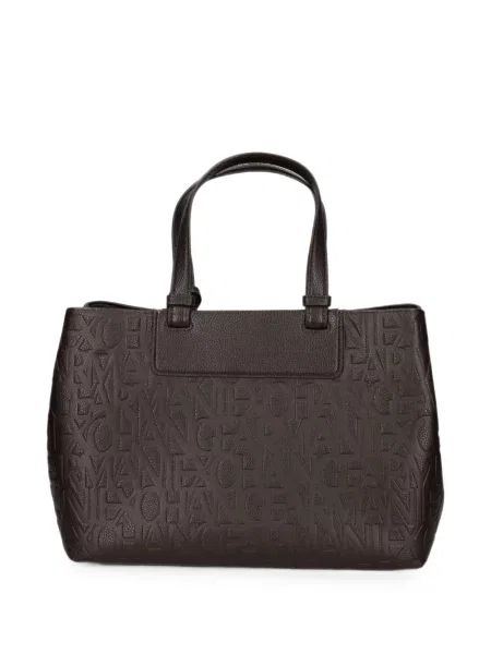 Geantă shopper Armani Exchange cu autograf maro