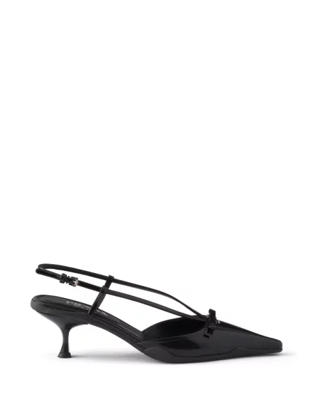 Pantofi cu toc Prada din piele slingback negru