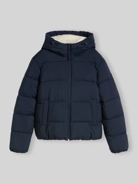 Kurtka w stylu puffer z kapturem i wypełnieniem puchowym Tom Tailor Denim granatowa