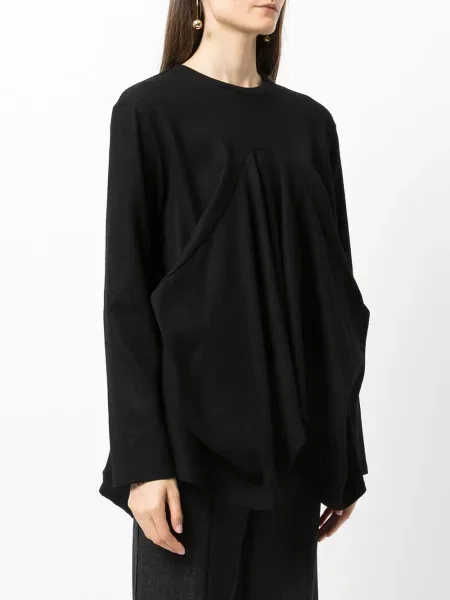 Top Goen.j z dżerseju drapowany czarny