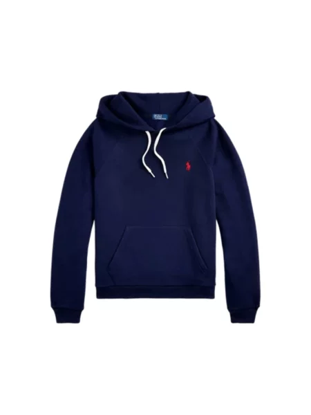 Krótka bluza z kapturem Ralph Lauren z kapturem niebieska