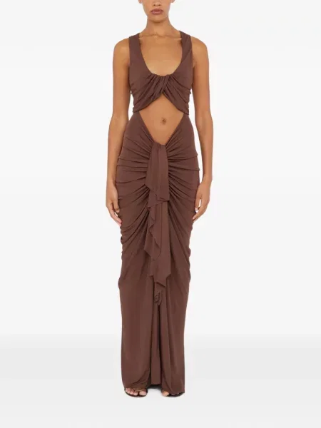 Rochie maxi Christopher Esber drapată maro