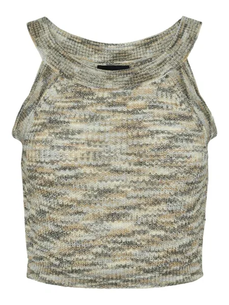 PIECES Top brodat KERA deschis / kaki / oliv bej