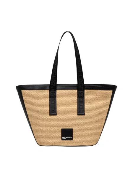 Karl Lagerfeld Jeans Box Logo Raffia Shopper Bag Natural Universal beżowa