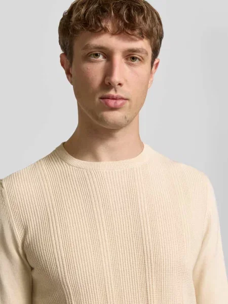 Sweter w dzianinowym wyglądzie o kroju slim fit model Baron' Blend