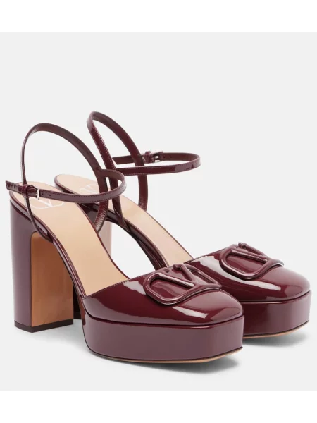 Usnjene lakirane salonarji Valentino Garavani s platformo vijolična
