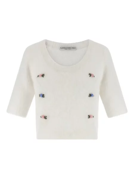 Haftowany sweter Alessandra Rich biały