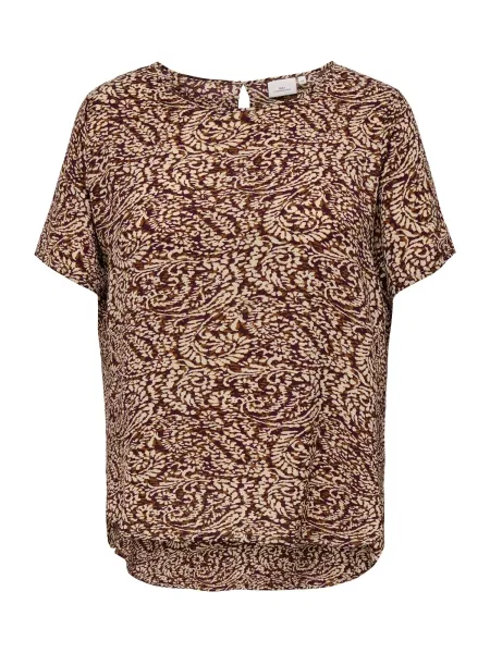 ONLY Carmakoma Bluză CARVICA ecru / oliv / burgundy roșu