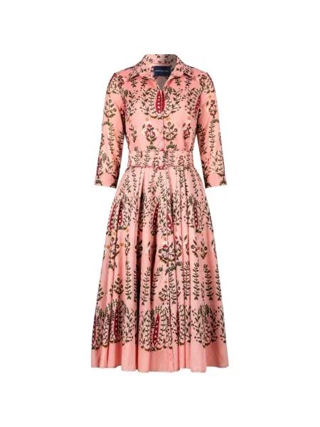 Rochie midi Samantha Sung cu model floral cu imagine roz