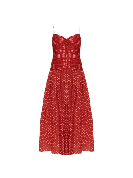 Rochie maxi Matteau cu buline cu volane roșu