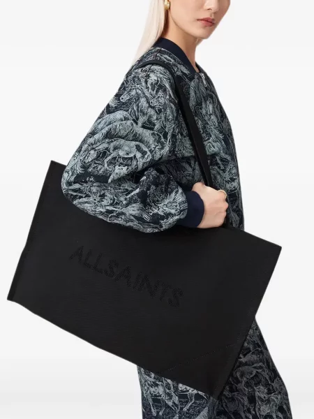 Geantă Allsaints cu imagine negru