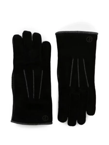 Mănuși Giorgio Armani din piele de căprioară cu imagine negru