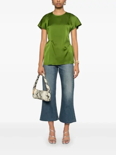 Top Victoria Beckham plisat verde