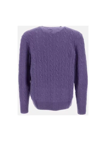 Sweter Polo Ralph Lauren wełniany z długim rękawem fioletowy