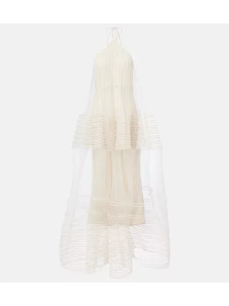 Sukienka maxi Jacquemus tiulowa z dekoltem halter garniturowa biała