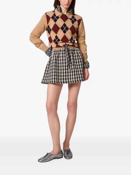 Fusta mini Msgm cu model argyle cu cordon