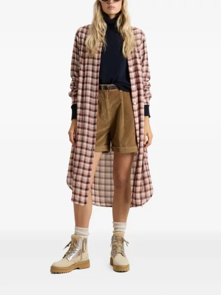 Rochie tip cămașă Woolrich în carouri de flanelă până la genunchi maro