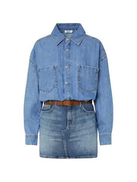Scurt cu centură rochie din denim Liu Jo albastru