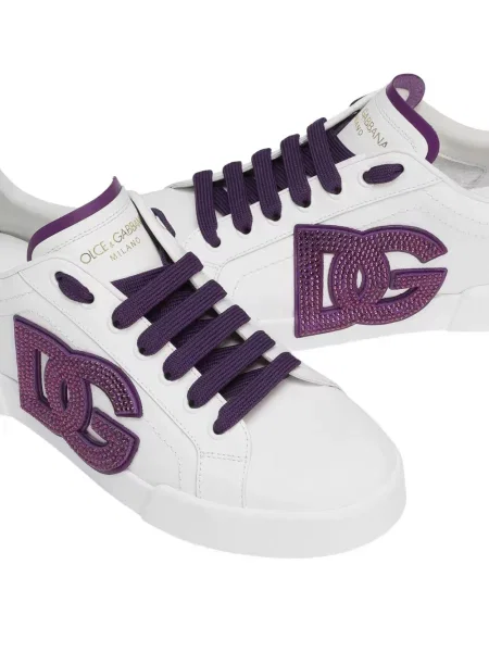 Sneakerși Dolce & Gabbana din piele de cristal alb