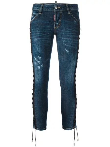 Blugi Dsquared2 din dantelă albastru