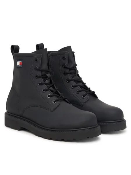 Tommy Jeans Auliniai batai Archive Rubber Lace Boot juoda