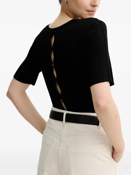 Top Sessun tricotate scurt negru