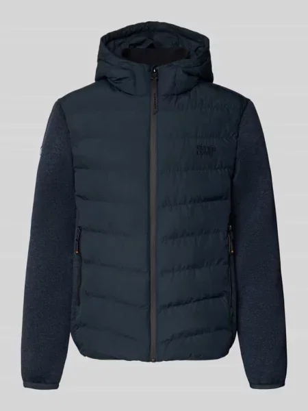 Pikowana kurtka z kapturem i zapinanymi na błyskawiczny Superdry granatowa