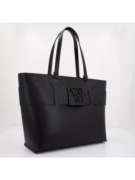 Lniana shopperka Armani Exchange czarna