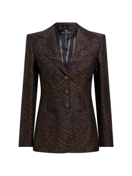 Geacă Etro de lână cu model paisley albastru