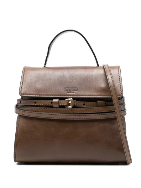 Geantă Moschino cu cataramă cu bretele mini maro