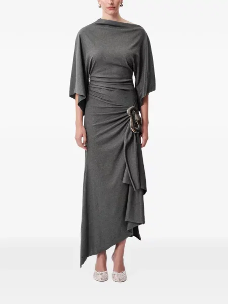 Rochie midi Concepto cu cataramă asimetrică drapată gri