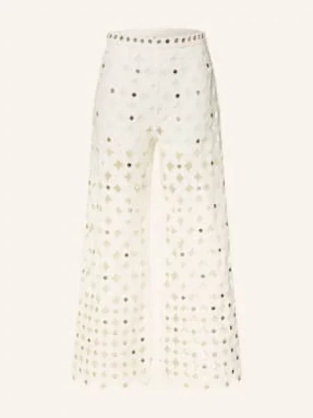 Maje Spodnie Z Dzianiny Z Nitami weiss białe