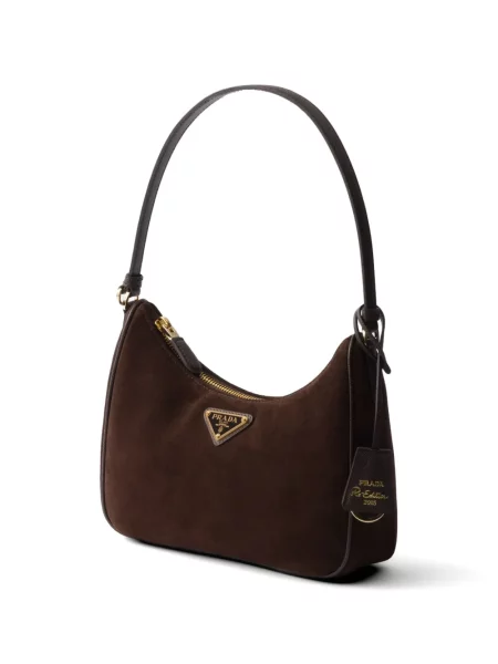 Geantă Prada din piele de căprioară maro