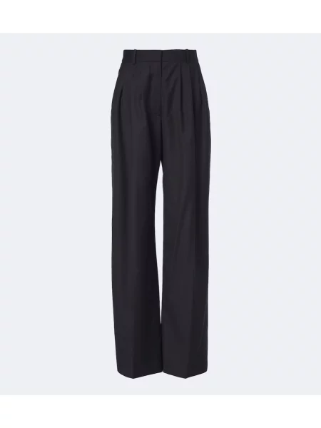 Pantaloni The Row de lână albastru
