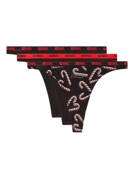 Chiloți tanga Diesel cu imagine negru