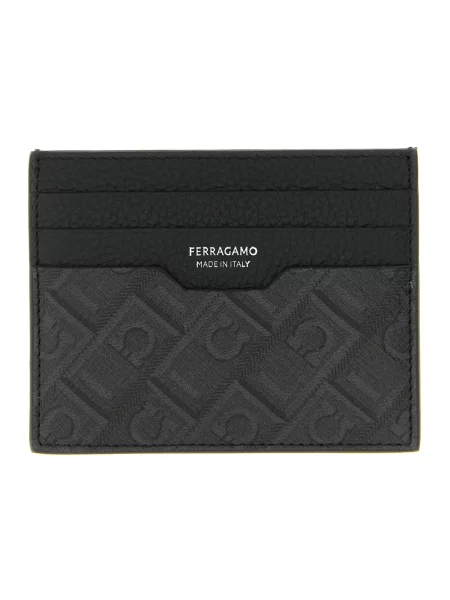 Portfel Salvatore Ferragamo skórzany z logo szary
