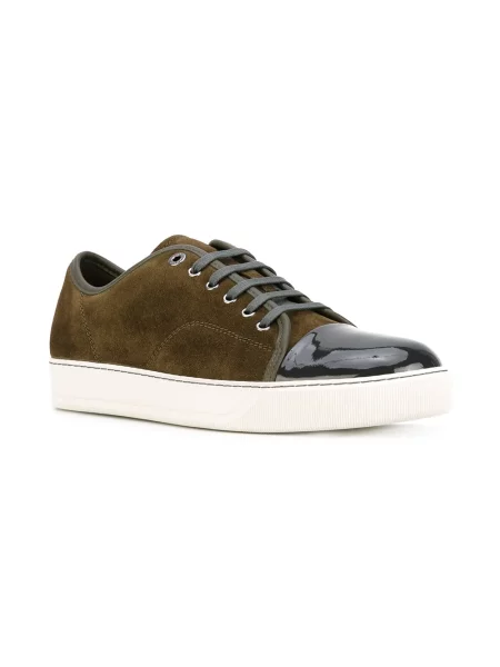 Șapcă Lanvin din piele cu vârf închis verde