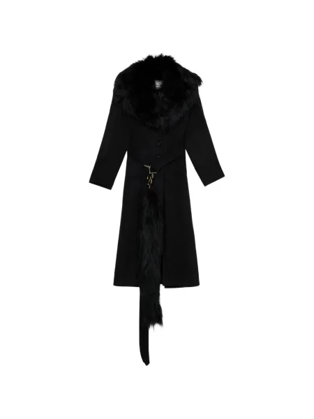 Gulerat haină din piele de oaie Blumarine din piele de oaie negru