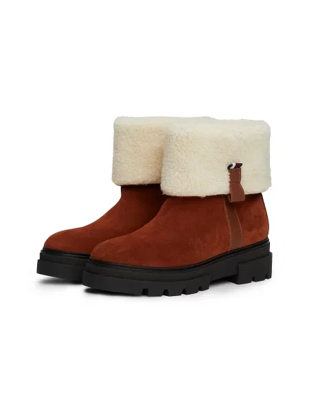 Tommy Hilfiger Botine Faux Fur Suede Roll-Down Boot maro